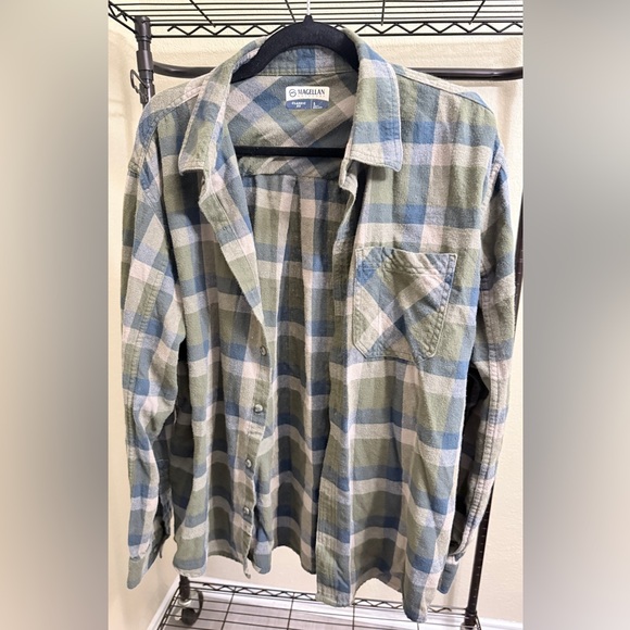 Magellan Outdoors Casual Plaid Shirt - Green and Blue - Picture 1 of 3